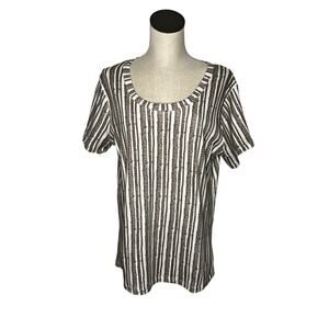 Kate Quinn “Birch Stripe” organic cotton scoop neck short sleeve top size XL